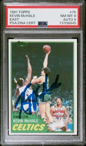 1981-82 Topps Kevin McHale PSA 8 Auto Signed 9 PSA/DNA Rookie RC #E75 Celtics