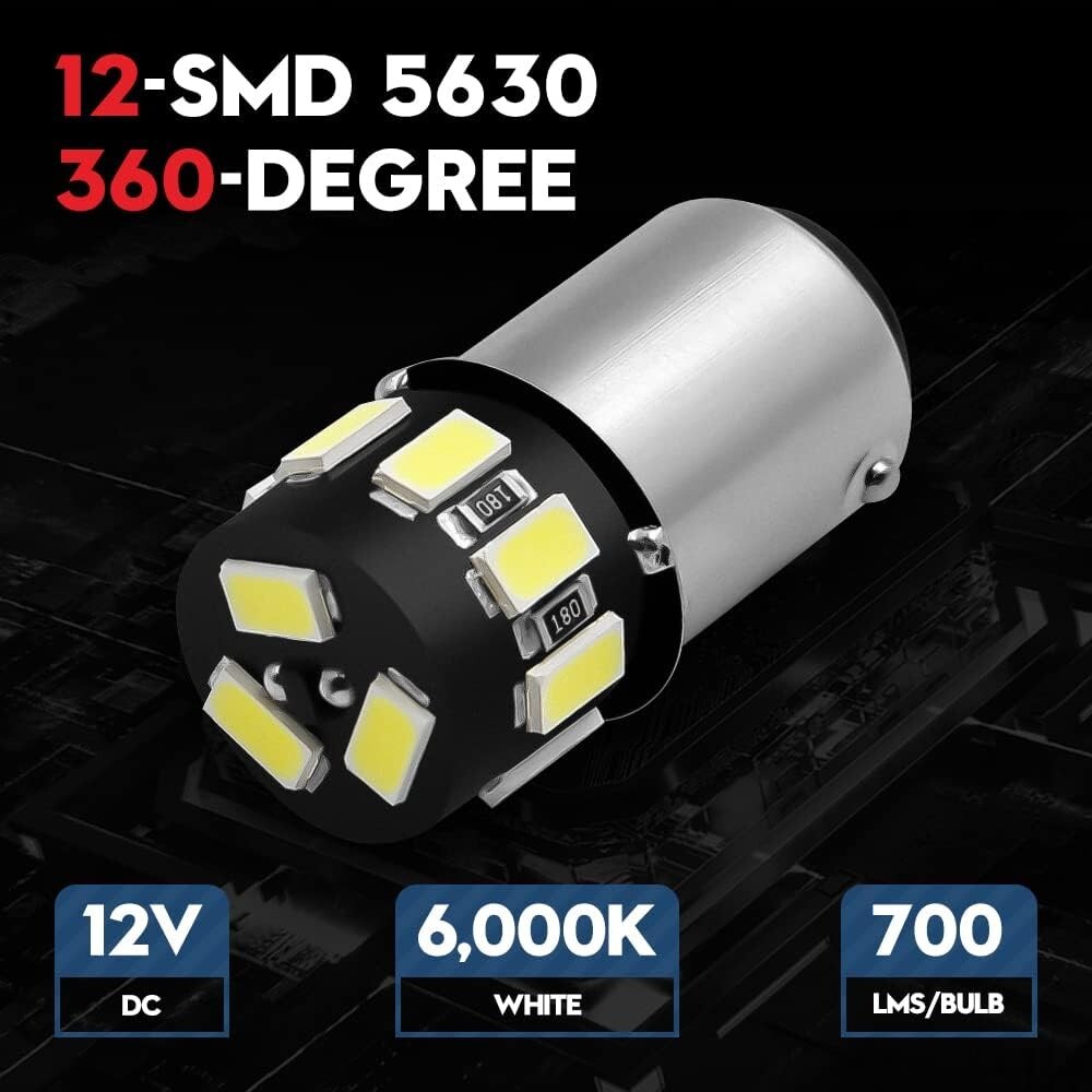 1076 1142 LED Bulb for RV Interior Bright White 1004 90 12V BA15D