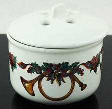 Ceramic White Horn Holly Incense Holder Christmas Ornament Holiday Decoration