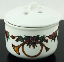 Ceramic White Horn Holly Incense Holder Christmas Ornament Holiday Decoration