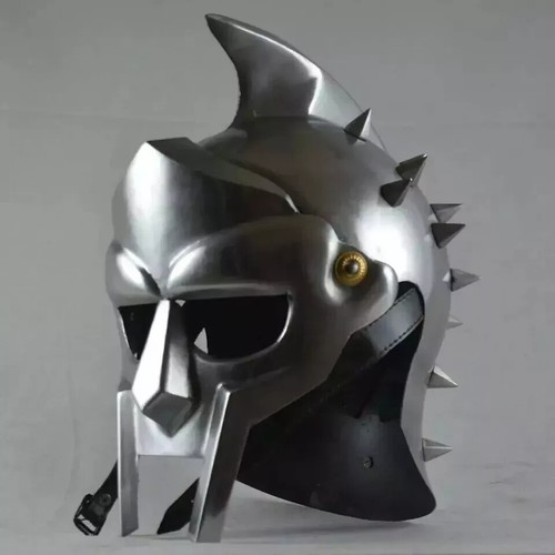 Medieval Maximus Gladiator Helmet Wearable Metal Halloween Helmet Mask - Picture 3 of 6