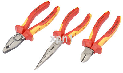 Knipex 3-teiliges VDE-isoliertes Kombizangen Spitzzangen Seitenschneider-Set