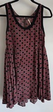 Free People Dress XS Red Black Polka Dot Sleeveless Boho Casual Mini Sundress