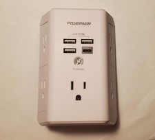 5 Outlet Multi Plug Wall Adapter Surge Protected W/USB Charger Ports