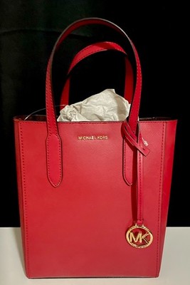 NWT Michael Kors Sinclair Small Pebbled Leather Tote Bag - Crimson Red