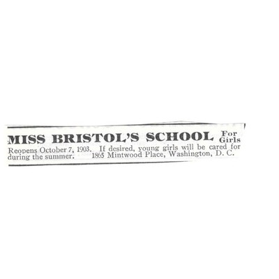 Miss Bristol's School For Girls Washington DC 1903 Magazine Ad SAG7-S18
