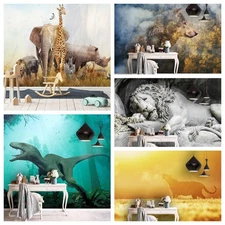 3D Animal Grass Forest Self-adhesive Wallpaper Removable Wallpaper Wall Mural