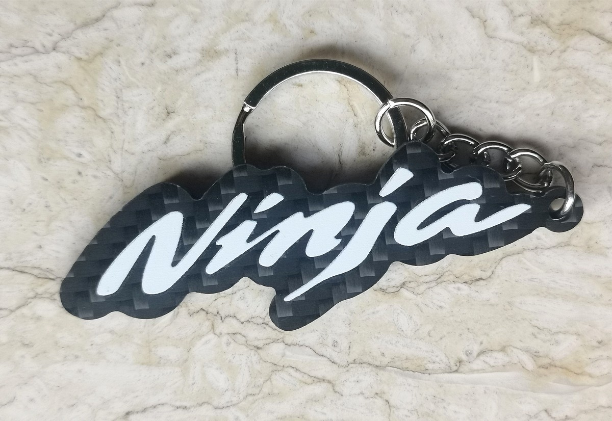 Kawasaki Ninja Real Carbon Fiber Motorcycle Logo Car Keychain Key