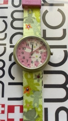 Flick Flak By Swatch Learning Watch Green Teddy Bears Aluminium Textile 31mm