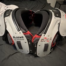 Riddell Power SPX Padded Adjustable Football Shoulder Pad Gray Black Red Size M