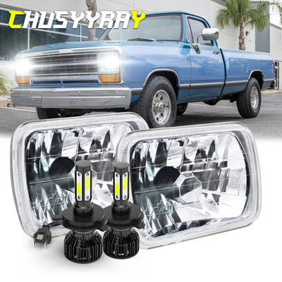 Pair 5X7 7x6 inch LED Headlight H4 Hi/Lo Beam For Dodge D150 D250 D350 Ram 50 H4