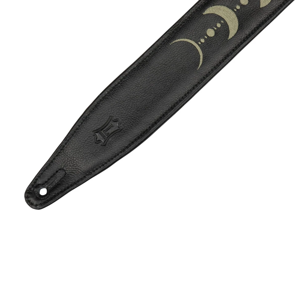 Correa de Guitarra de Cuero Acolchada Verde Bordada Fases Lunares Ajustable 48 a 55.5 Foto 2 de 4