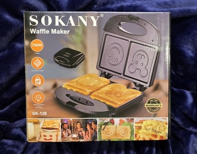 SOKANY SK-128 Waffle Maker / Sandwich Maker - Fun Smiley Face & Emoji Shapes