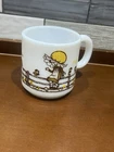 VTG Daisy Milk Glass Mug Kirby Martin Holly Hobbie Girl with Dog