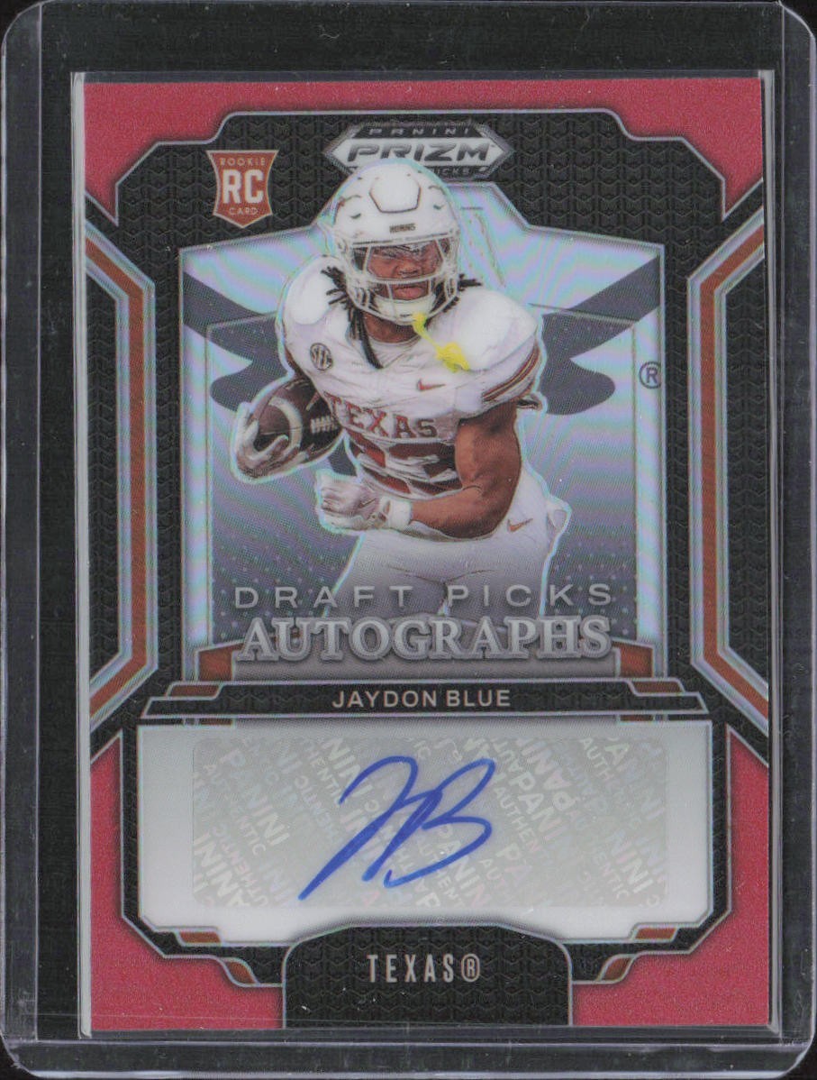 2025 Prizm Draft Picks Auto Jaydon Blue #DPA-JBE Red Prizm /399 RC Rookie