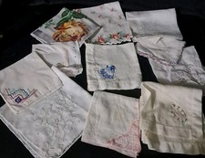VINTAGE HAND EMBROIDERED /PLAIN LADIES HANKIES LOT OF 12