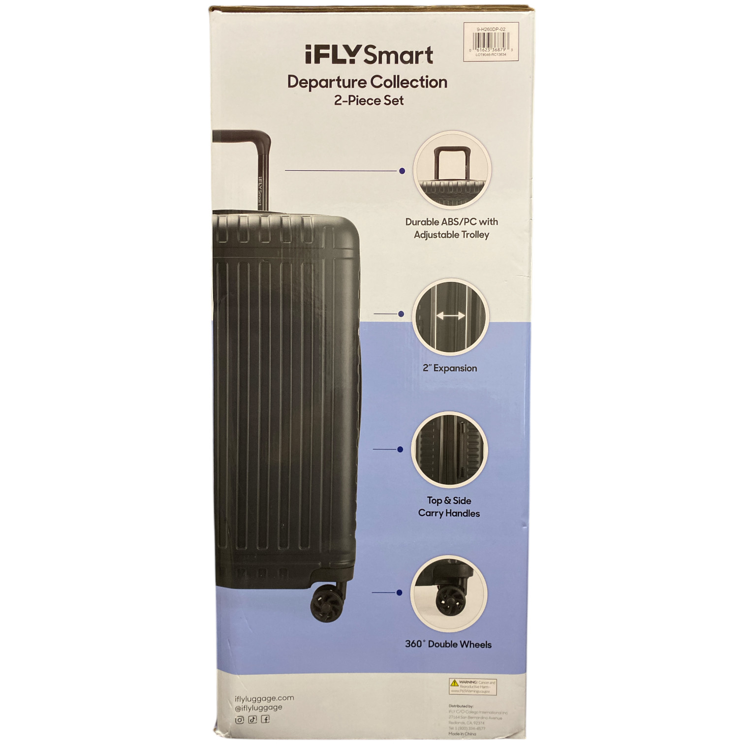 iFLY Smart Departure Hardside 2-Piece Luggage Set, Charcoal