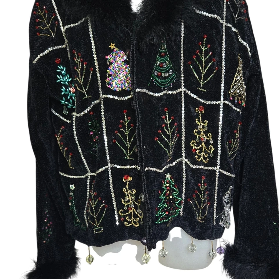 Berek Mujer 2X Suéter Navidad Cárdigan Embellecido Arte para Usar Piel Sintética Foto 3 de 4