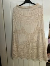 Izabel London Cotton Layered Crochet Maxi Skirt size L/XL nwot