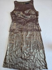 Alex Evenings Sleeveless Iridescent Gold Bronze Formal Midi Dress Size 12