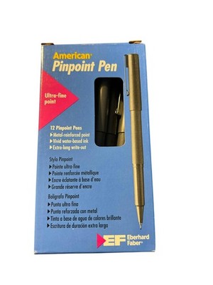 1980s EBERHARD FABER AMERICAN Pinpoint Pen Ultra Fine Black #60271 NEW 12 PENS