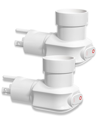 2 Pack Plug in Light Socket, 3-Prong Light Socket Plug Adapter with On/Off Switc