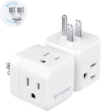 Multi Plug Wall Outlet 2 Pack, 3 Way Outlet Adapter with 360 Rotating Plug, Crui