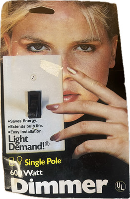 Vintage UL Dimmer Switch 600 Watt Light Demand! BLACK 1291 Single Pole 1978-1980