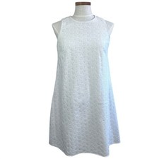 Calvin Klein 90s White Eyelet Sleeveless Dress Womens sz 8 Sundress Cotton 1994