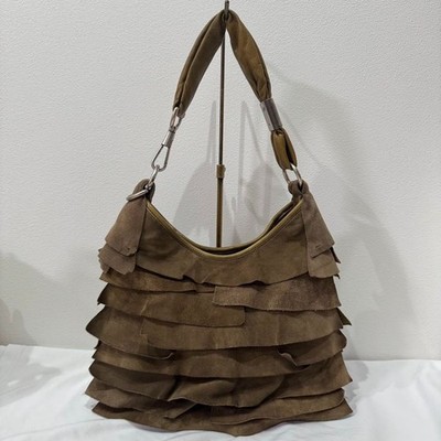 バッグ Yves Saint Laurent Saint Tropez handbag YSL Yves Saint Laurent Saint Tropez Ruffle Bag Shoulder Bag Suede