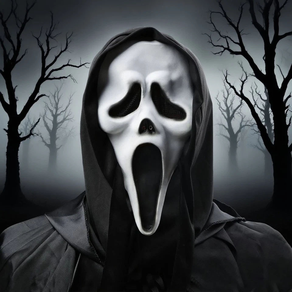 Scream Maske Totenkopfmaske Kopftuch Horror Halloween Ghostface Verkleidung Neu- - Bild 3 von 4