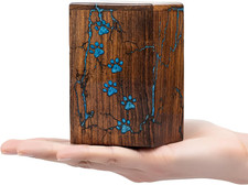 Wood Pet Urns for Dog/Cat Ashes - Small 20 Cu/In Resin Decorative Urn for Ashes