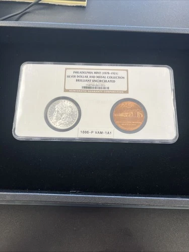 1886-P Morgan Silver Dollar & Philadelphia Mint Medal - NGC BU / Dual Holder-NR!