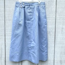 Vintage Union Tag Jos A Bank Blue White Striped Pleated Skirt Sz 10