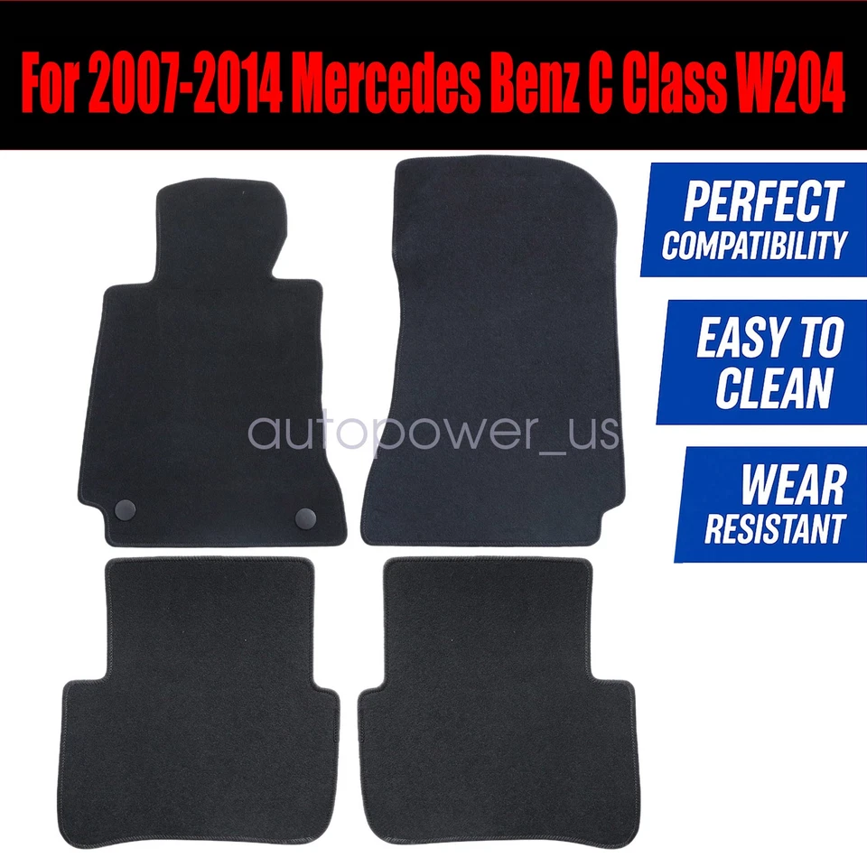 Floor Mats Carpet For 2010 2011 2012 2013 2014 Mercedes Benz C-Class W204 Velour - Image 3 of 4