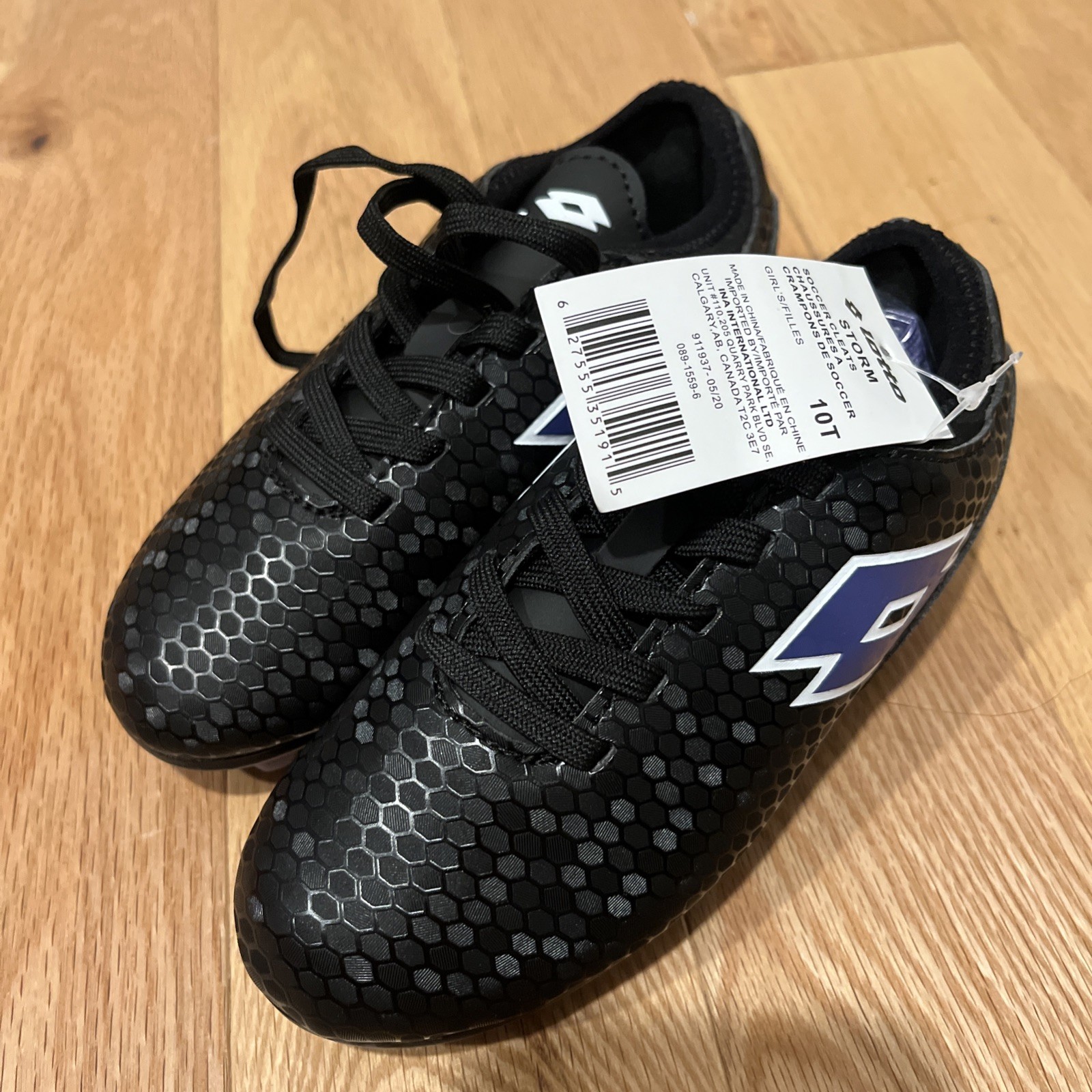 NUOVI tacchetti calcio bambina • marca LOTTO • neri con accenti viola 10T Storm