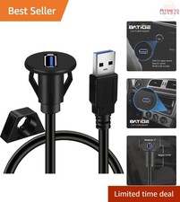 2 Pack Waterproof USB 3.0 Male to Female AUX Flush Mount Extension Cable 3ft