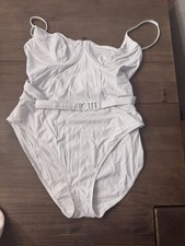 Strój kąpielowy - solidny i pasiasty The Spencer biały - rozmiar XL - nowy bez metki