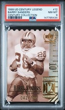 1999 UD CENTURY LEGENDS CENTURY COLLECTION #12 BARRY SANDERS 42/100 PSA 8