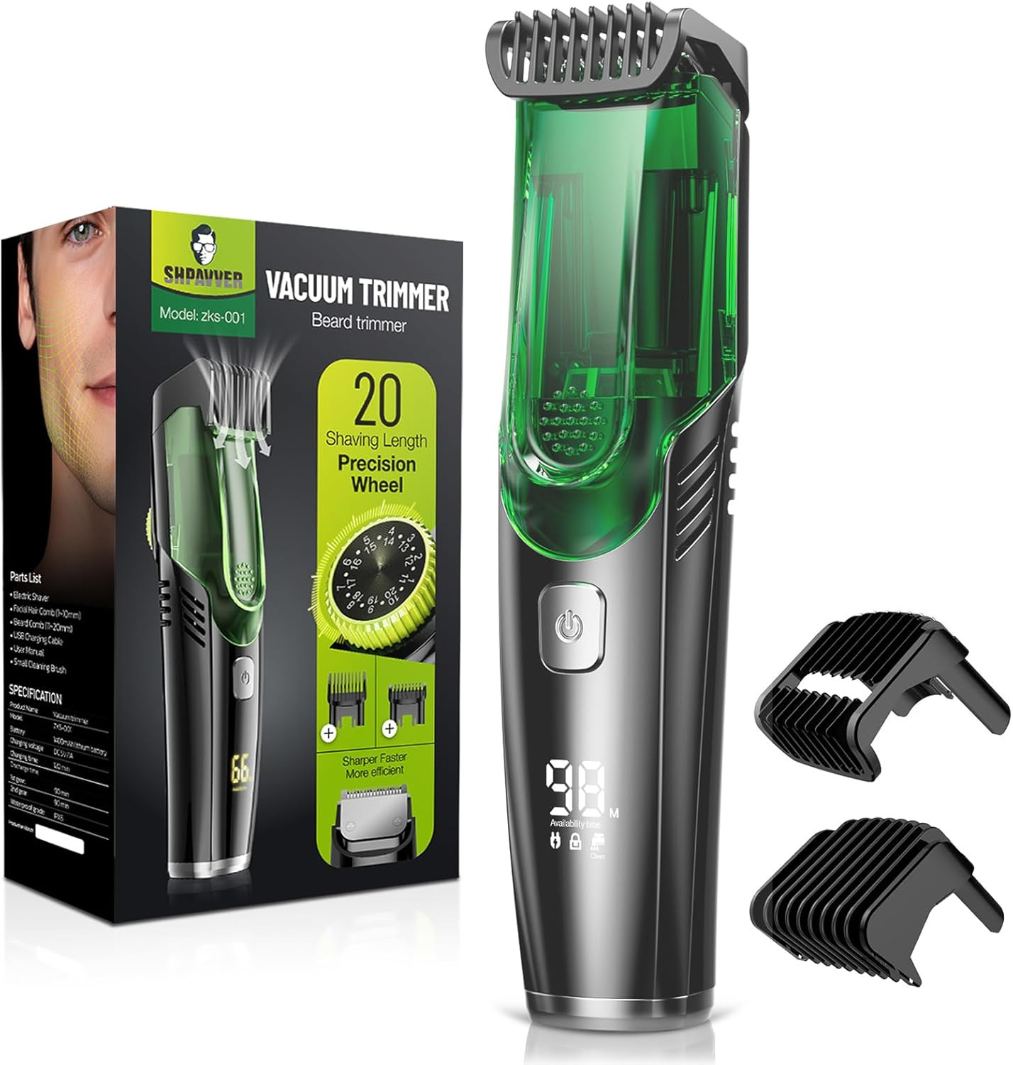 Beard Trimmer for Men: Vacuum Trimmer for Less Mess -IPX7 Wa