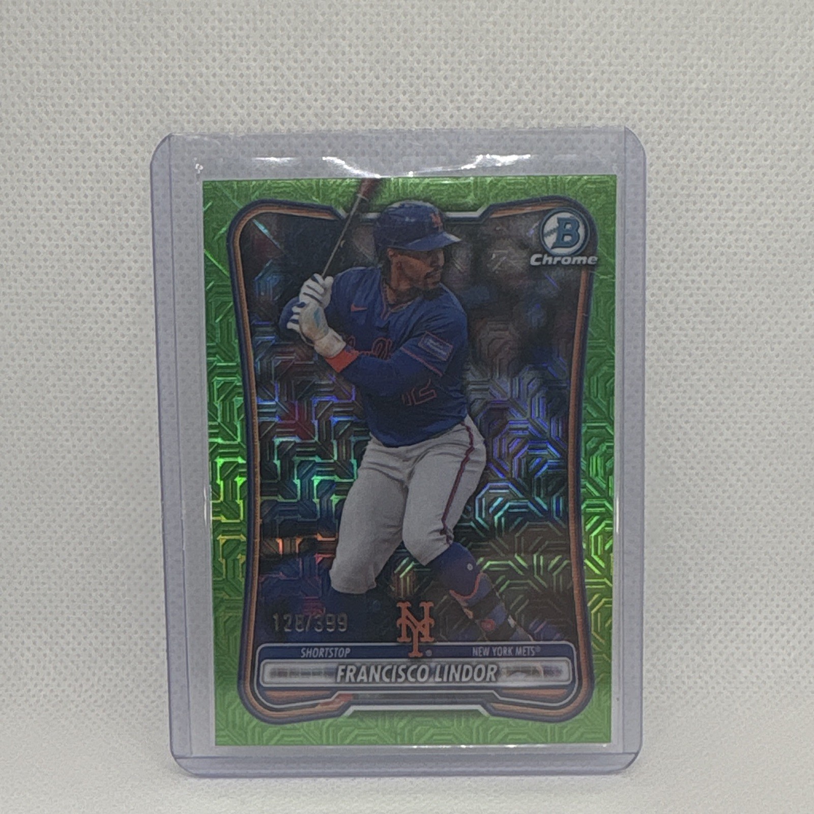 Topps Bowman Chrome 2025 Francisco Lindor Mets #17 Green Parallel /399
