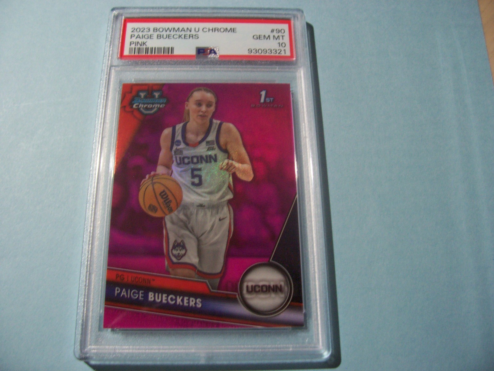 23 Bowman University Chrome Paige Bueckers #90 Pink Refractor  PSA 10
