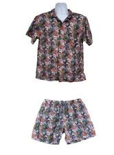 NWT Boardies Mens Surf Swim Trunks & Matching Shirt M Pineapple Flower Shorts