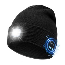 New Beanie with Light and Bluetooth Headphones Rechargeable Headlamp Hat, Gifts