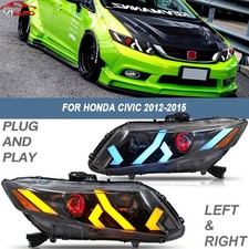 Red Devil Eye Led Headlight For Honda Civic 2012-2015 Front Lamp Animation 1set