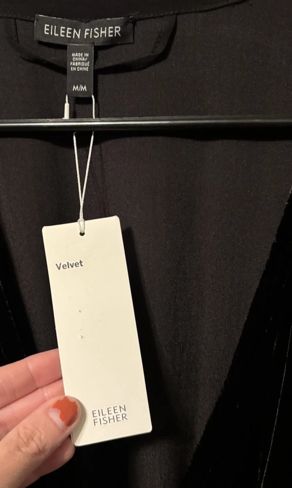 Vestido Eileen Fisher Medio Negro Terciopelo Rayón Seda Envolvente Nuevo con Etiquetas Foto 4 de 4