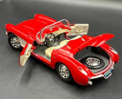 Collectible 1:18 Scale Burago Red 1957 Chevrolet Corvette Convertible Diecast