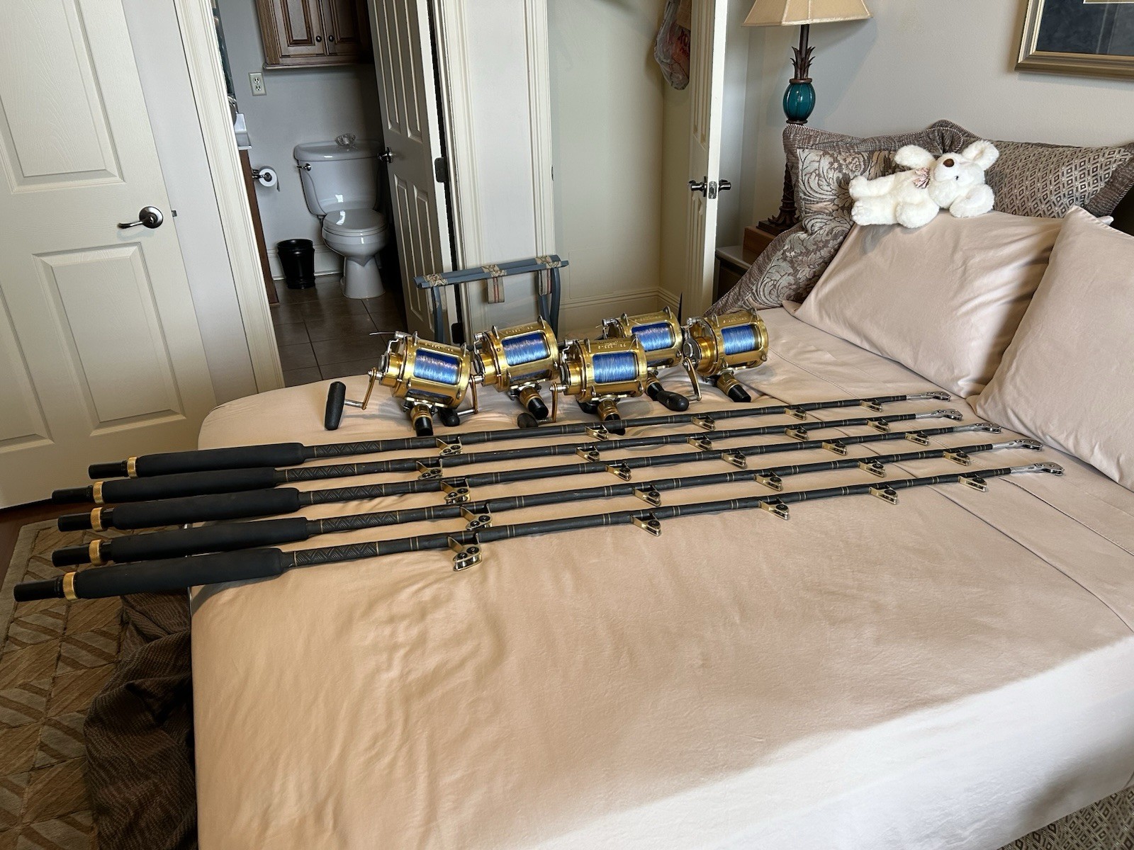 5 Penn Reels 80SW 2-Speed w/Custom Rods w/Finnor Guides, sold as each