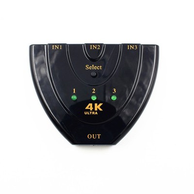 4k 3 Port Switch Splitter Audio Video Switcher für HDTV DVD (schwarz)