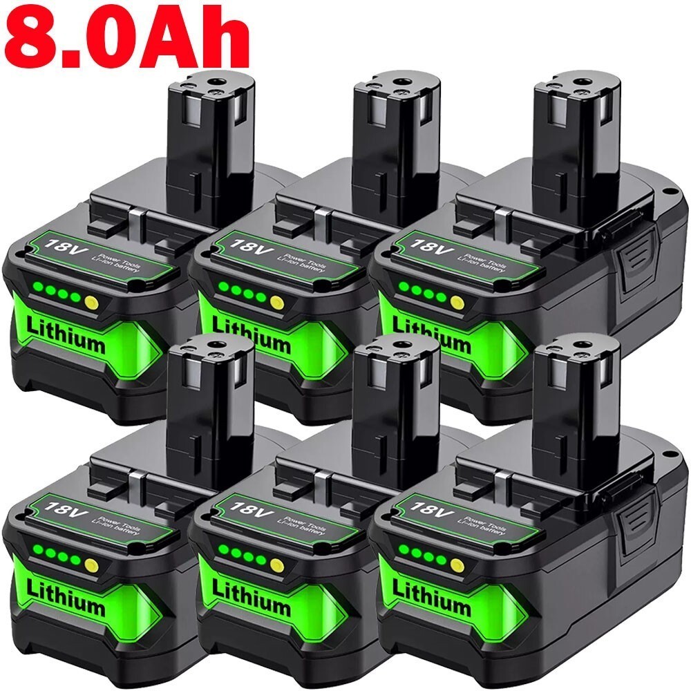 PACK 8.0Ah 6.0AH 18V Lithium-Ion For RYOBI P108 One Plus High Capacity Battery